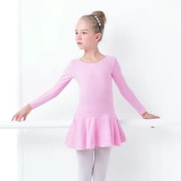 Children's Cotton Standard Ballet Dress Girls Summer Dance Training Open Crotch Leotard with Skirt