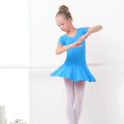 Children's Cotton Standard Ballet Dress Girls Summer Dance Training Open Crotch Leotard with Skirt