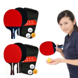 Table Tennis Racket 2 Rackets & 3 Balls Ping Pong Paddles Set Professional 2 Player Ping Pong Set with Bag for Tournament Play