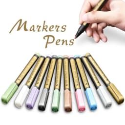 10 Colors Metallic Marker Kawaii Waterproof Permanent Paint Pen Stationery Water-based Color Pen Painting
