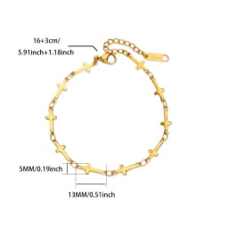 Crystal Cross Bracelets For Women Men Fashion Gold Color Stainless Steel Cross Bracelet Vintage Religion Aesthetic Jewelry Gift