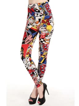 CUHAKCI Graffiti Leggings Floral Patterned Print Leggins For Women Leggings Houndstooth Sale Elastic Design Vintage Leggins W056