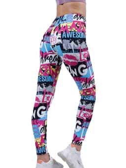 CUHAKCI Graffiti Leggings Floral Patterned Print Leggins For Women Leggings Houndstooth Sale Elastic Design Vintage Leggins W056