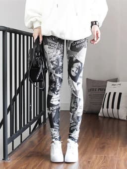 CUHAKCI Graffiti Leggings Floral Patterned Print Leggins For Women Leggings Houndstooth Sale Elastic Design Vintage Leggins W056