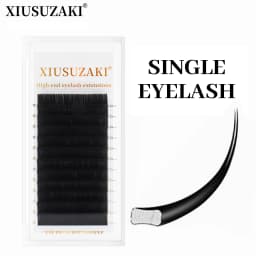 XIUSUZAKI Flat Ellipse Individual Lashes Extensions Matte Black Split Tips Classic Volume Eyelash Extension False Lashes Tools