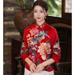 Embroidered Blouse Ethnic Style Retro Embroidery Chinese Blouse Women New Style Jacket Loose Cotton Coat Women's Autumn Hanfu