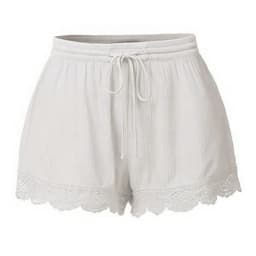 Shorts For Women Ruffle Hem Casual Shorts Plus Size Drawstring Lace Shorts