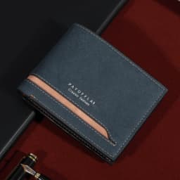 Men's Fashion Business Short Wallet With Card Slots Horizontal Soft PU Leather Wallet