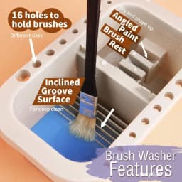 Multi-Use Paint Brush Basin with Brushes Holder,Washer,Trays,Palette Box-Artist Cleaner Cup for Watercolor Oil Painting with Lid