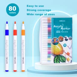12-60 Colors Acrylic Markers Pen Set Paint Art Marker Soft Tip Pen for Children Stone Paint Ceramic Glass Wood Fabric Painting