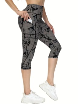 Capri Leggings for Women High Waisted Yoga Pants with Pockets Soft Black for Running Workout