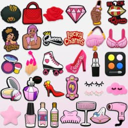 1pcs PVC Make Up Style Shoe Charms Women Girls Sandal Accessories Lipstick Perfume Shoe Decorations Pins for Gifts Clog Buckles