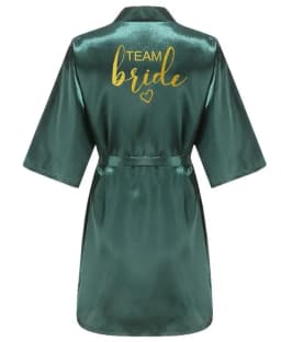 Wedding Party Team Bride Robe Kimono Satin Pajamas Bridesmaid Bathrobe Gold Letter SP093