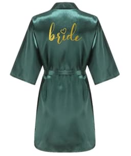 Wedding Party Team Bride Robe Kimono Satin Pajamas Bridesmaid Bathrobe Gold Letter SP093