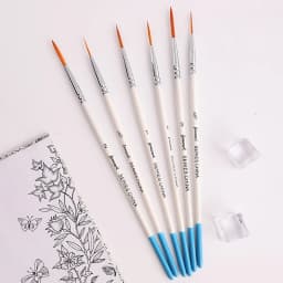 Artist Paint Brush 6 Pcs Set Thin Pen Extra Long Fine Point Liner Tip #000#00#0#1#2#3, Scale Models Nail Acrylic Oil Watercolor