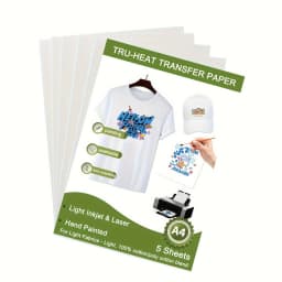 ESHANG Iron on Heat Transfer Paper for T Shirts (5Sheets A4 )Printable HTV Heat Transfer Vinyl for Inkjet & Laserjet Printer