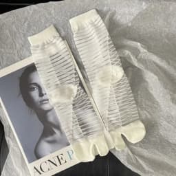 Summer Ultra-Thin Crystal Silk Sheer Frilly Tabi Socks Japanese Women Toe Socks Literary Personality Female Toe Socks