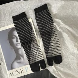 Summer Ultra-Thin Crystal Silk Sheer Frilly Tabi Socks Japanese Women Toe Socks Literary Personality Female Toe Socks