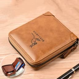 Men's Coin Purse Wallet Fashion RFID Blocking Man Leather Wallet Zipper Business Card Holder ID Money Bag Wallet Male