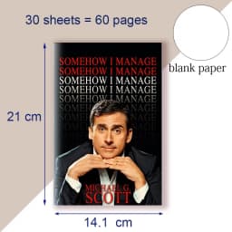 A5 Notebook With Quote Michael G. Scott - SOMEHOW I MANAGE - That's What She Said - Blank Line Paper Planner Note Book # X105