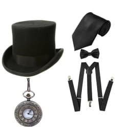 Funny Party Hats Gangster Costume 3 Pc Set 1920's Halloween Costume for Men Women Magic Performance Cosplay Dance