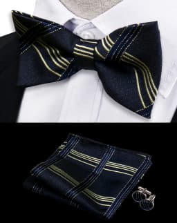 3pcs Bow Tie For Men Bowtie Handkerchief Cufflink Set For Shirts Fit Business Wedding Butterfly Paisley Pocket Square Bowtie Man