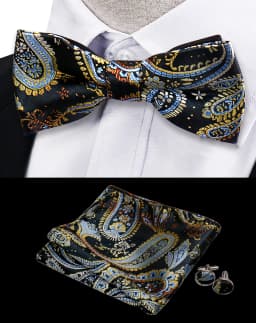 3pcs Bow Tie For Men Bowtie Handkerchief Cufflink Set For Shirts Fit Business Wedding Butterfly Paisley Pocket Square Bowtie Man
