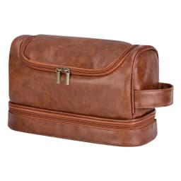 2026 New Hanging Makeup Bag Large Capacity PU Leather Wash Bag Double Layered Men's Cosmetic Bag Travel Essentials Organizer