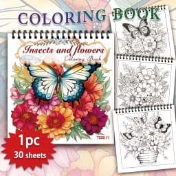Adult coloring book - 30 Sheets Women's spiral coloring book, 8.3x 8.3 inches, drawing book, birthday gift, holiday party gift