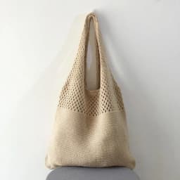 New Trend Women's Bag Crochet Handbag Retro Knitted Braid Solid Color Hollow Black Khaki Top-handle Tote Bag Shopper