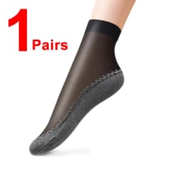 1/10Pairs Womens Anti-Slip Cotton Sock Thin Socks Casual Non-Slip Bottom Splice Spring-Autumn Transparent Ladies Breathable Sock