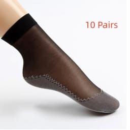 1/10Pairs Womens Anti-Slip Cotton Sock Thin Socks Casual Non-Slip Bottom Splice Spring-Autumn Transparent Ladies Breathable Sock