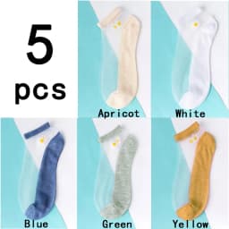 5Pairs/Lot Sexy Mesh Fishnet Socks Ultra-thin Transparent Women Socks for summer Glass fiber Silk Socks daisy Flower Ankle Socks