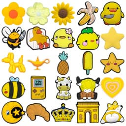 1PCS Yellow Style Shoe Charms Cute Highland Cow Duck Honeybee Balloon Dog Shoe Accessories Women Men Shoe Buckle for Clog Gift