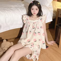 Allover Cartoon Print Lounge Set Ladies Summer Cute Ruffle Sleeve Square Neck Top & Shorts Kawaii Women's Loungewear Summer