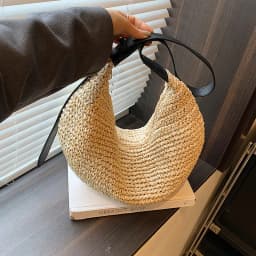 Forest Lazy Style Crossbody Bag Bohemian Handmade Grass Woven Bag Leisure Vacation Beach Women's Woven Dumpling Bun