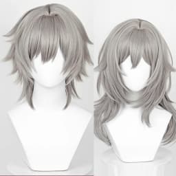Game Honkai: Star Rail Trailblazer Caelus Stelle Cosplay Wigs with Bangs Synthetic Long Short Straight Gray Hair Wig for Party
