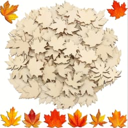 80 Pieces Mini Wooden Maple Leaf Cutout Unfinished Blank Wooden Maple Leaf Slice Maple Leaf,Thanksgiving Party ,DIY Decoration