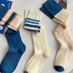 3 pairs of calf socks versatile Lolita Blue college wind and sun long tube thin in spring and summer