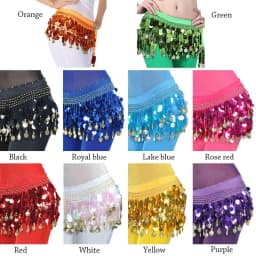Thailand/India/Arab Dancer Sequins Tassels Skirt Women Sexy Belly Dance Hip Scarf Wrap Belt Dancer Skirt Female Show Costumes