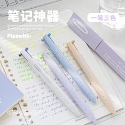 Exquisite3 Color Multifunctional Retractable Gel Pen 0.5mm Stationery Caneta канцелярия Triangular Comfortable Grip Pe