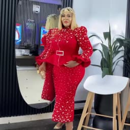 Luxury Women's Elegant Dress Suit Mesh Fabric Turkey Dresses for Women Luxury Rhinestone African Dress