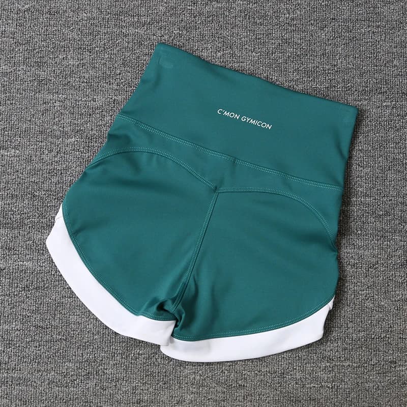 2024 New Color Contrast High Waist Sports Shorts Tight Elastic Peach Hip Training Fitness Yoga Hot Pants