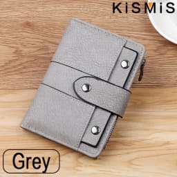 KISMIS Ladies New Style PU Leather Rivet Short Wallet Zipper Change Card Holder Women's Coin Purse Wallet Money Bag