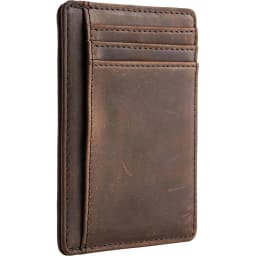 Genuine Leather RFID Blocking Retro Thin Card Holder Wallet, Crazy Horse Leather Minimalist Slim Front Pocket Wallets