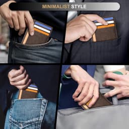 Genuine Leather RFID Blocking Retro Thin Card Holder Wallet, Crazy Horse Leather Minimalist Slim Front Pocket Wallets