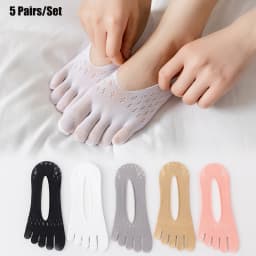 5 pairs Women Socks with Fingers Breathable Summer Ultra-thin Transparent Sock Invisible Elastic Boat Socks Comfortable Boat Sox