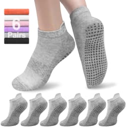 6 Pairs Women Short Socks Sports Cotton Anti Slip Slippers Fitness Training Protecting Heel Ear Short Sports Socks Silicon