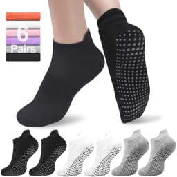 6 Pairs Women Short Socks Sports Cotton Anti Slip Slippers Fitness Training Protecting Heel Ear Short Sports Socks Silicon