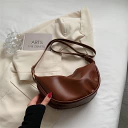 New Women's Black Crossbody Bag Underarm Bag PU Classic Fashion Versatile Solid Color Shoulder Bag Large Capacity Dumpling Bag